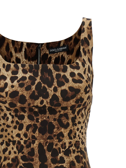 Dolce & Gabbana Women's Sleeveless Silk Midi Dress - Animal Brown Print
