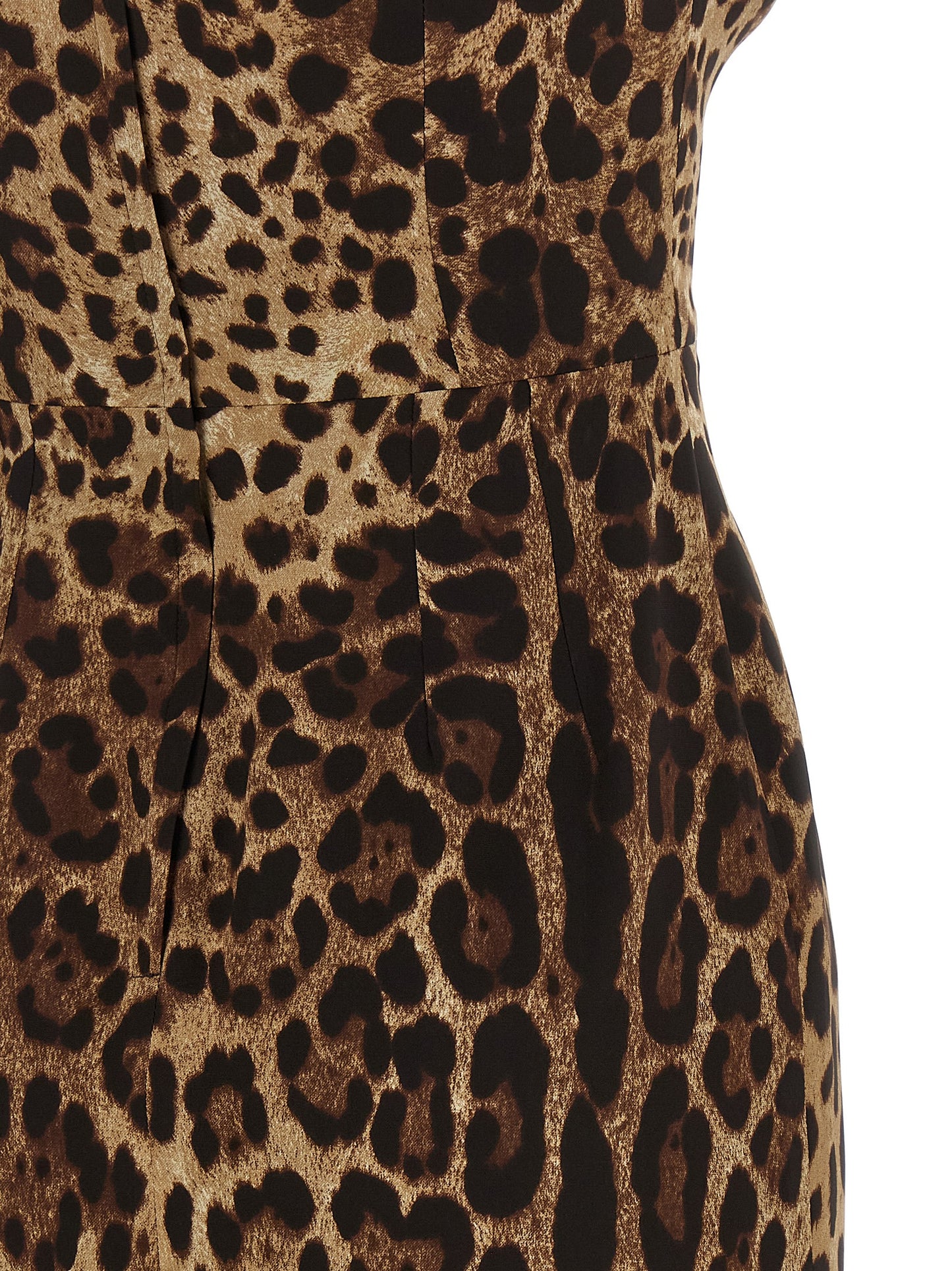 Dolce & Gabbana Women's Sleeveless Silk Midi Dress - Animal Brown Print