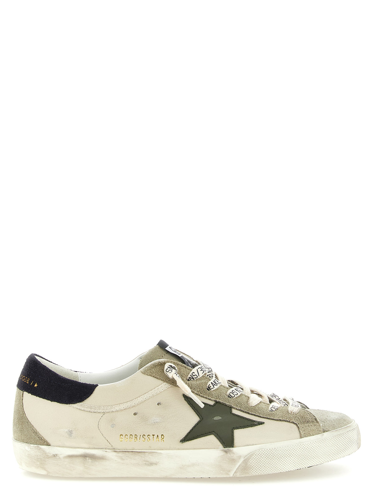 Golden Goose Star Men's Low Top Nappa & Suede Cowhide Goat Leather Sneakers - Cream Gold Green Multicolor Olive