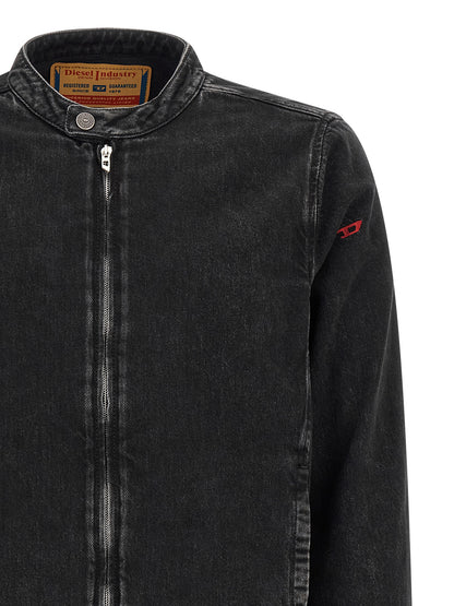 Trucker Jacket by Diesel for men in lyocell & denim cotton black showcases a bohemian silhouette, artfully detailed with a bohemian and signature pockets for a truly bohemian finish.