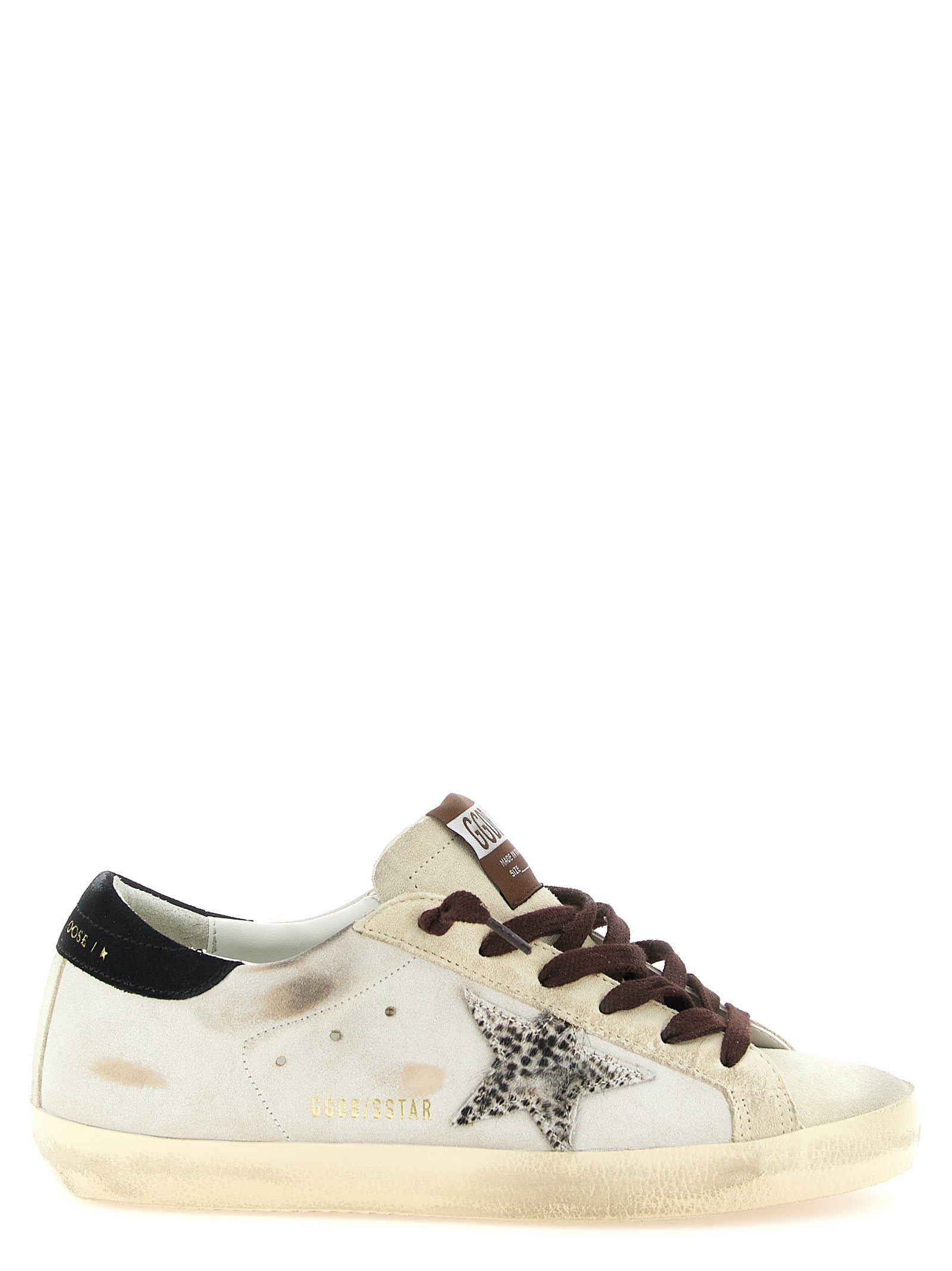 Sneakers by Golden Goose for women in bos taurus suede cowhide leather black, gold, multicolor & white features an fashionable silhouette, showcasing the premium Pony Star Women's Low Top Bos Taurus Suede Cowhide Leather Sneakers in a fashionable low-top style that offers a fashionable finish for refined style.