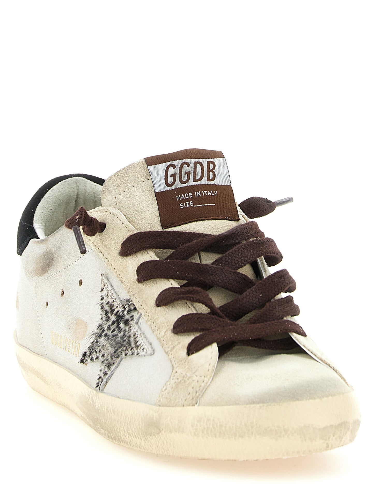 Sneakers by Golden Goose for women in bos taurus suede cowhide leather black, gold, multicolor & white features a chic design, perfectly showcasing the chic low-top style of this Pony Star Women's Low Top Bos Taurus Suede Cowhide Leather Sneakers.