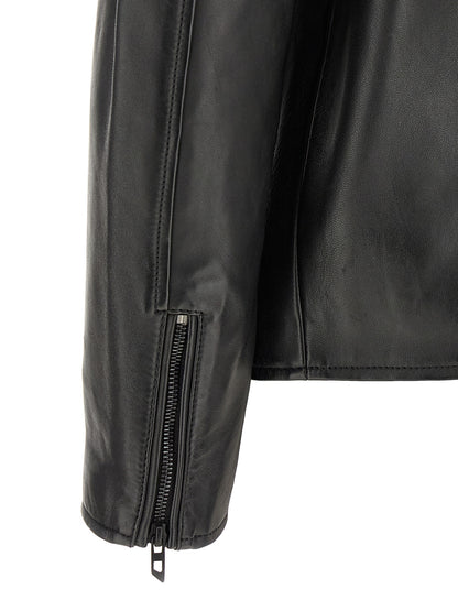 Jacket by Diesel for men in lamb leather black & signature showcases a contemporary silhouette, detailed with a contemporary and premium pockets for a sophisticated finish.