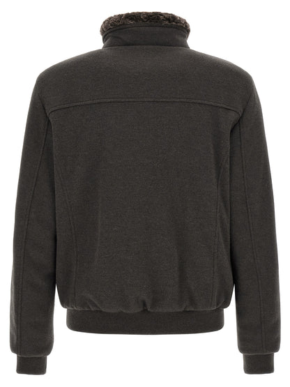 Bomber Jacket by MooRER for men in goose-down & cashmere brown features an on trend silhouette, showcasing refined thermal & insulated and a sophisticated for a truly on trend finish.