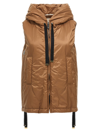 Hooded Vest by Max Mara for women in polyester black, brown, camel & signature features a chic silhouette, expertly detailed with a refined hooded neckline and premium thermal, water-resistant & hooded for a truly chic look.