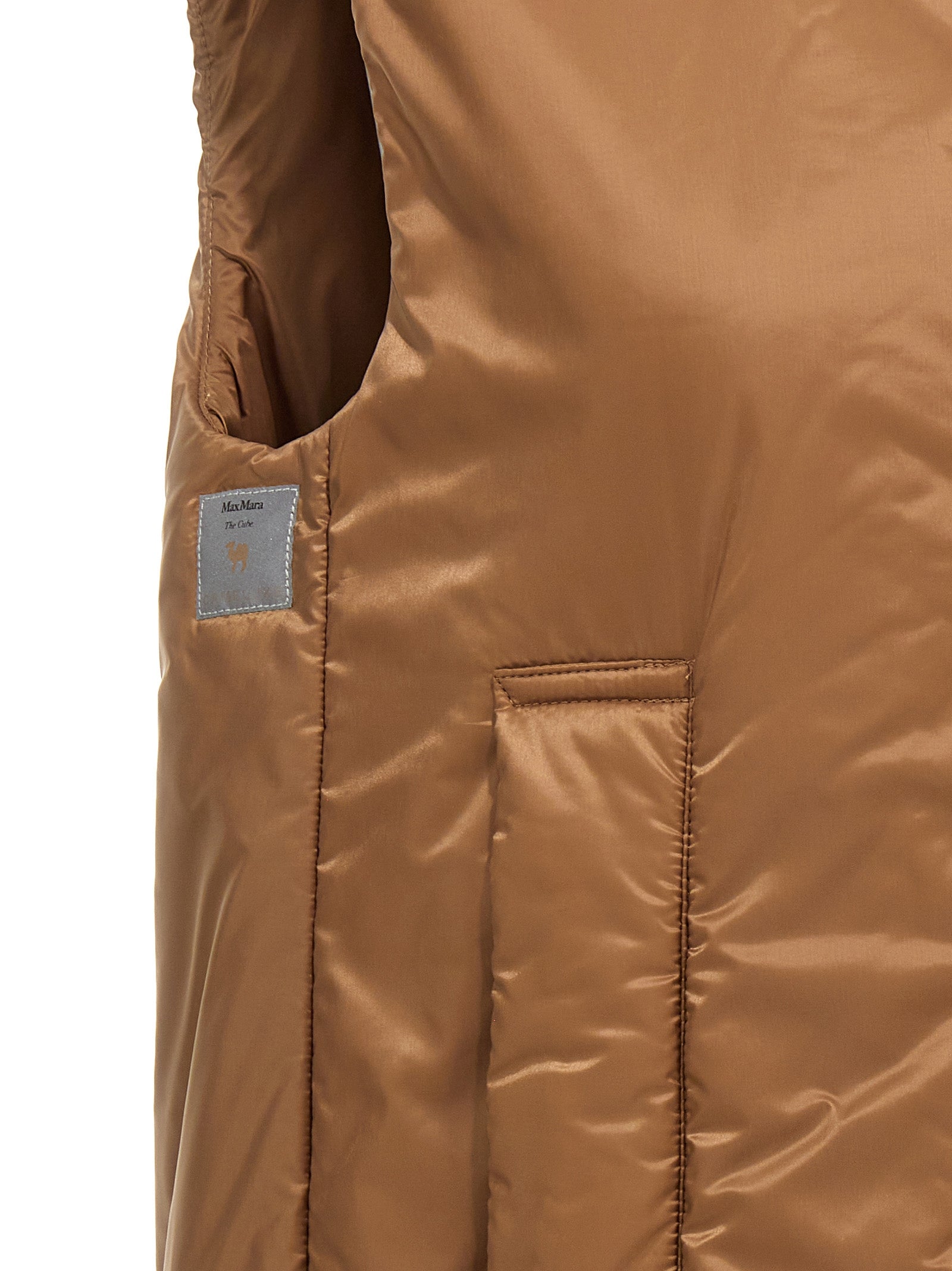 Hooded Vest by Max Mara for women in polyester black, brown, camel & signature features an contemporary silhouette, showcasing refined thermal, water-resistant & hooded and a contemporary for a sophisticated layered look.