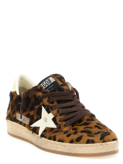 Sneakers by Golden Goose for women in cowhide leather brown, gold, white, leopard-print & print features an fashionable silhouette, showcasing the premium Pony Star Women's Low Top Basketball Cowhide Leather Sneakers in a fashionable low-top basketball style that offers a fashionable finish for refined style.