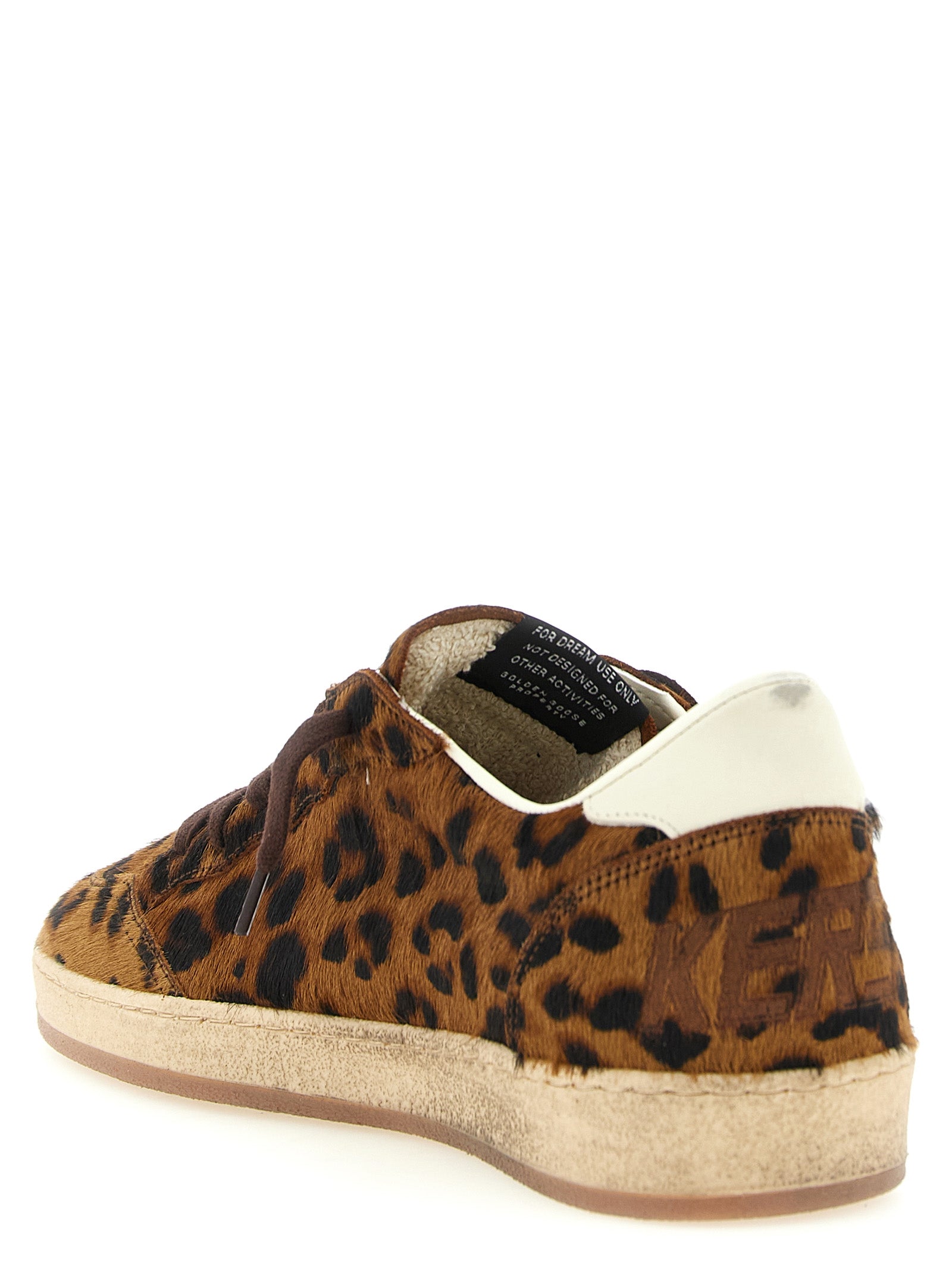 Sneakers by Golden Goose for women in cowhide leather brown, gold, white, leopard-print & print presents a on trend silhouette from the Pony Star Women's Low Top Basketball Cowhide Leather Sneakers collection, showcasing a on trend low-top basketball style for an elevated aesthetic.