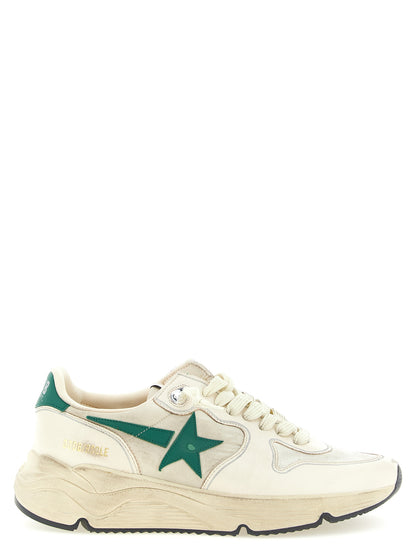 Athletic Sneakers by Golden Goose for men in polyamide polyester leather bicolour, cream, green & signature features an exquisite silhouette, showcasing the premium athletic style of the Star Men's Athletic Polyamide Polyester Leather Sneakers with an exquisite finish.