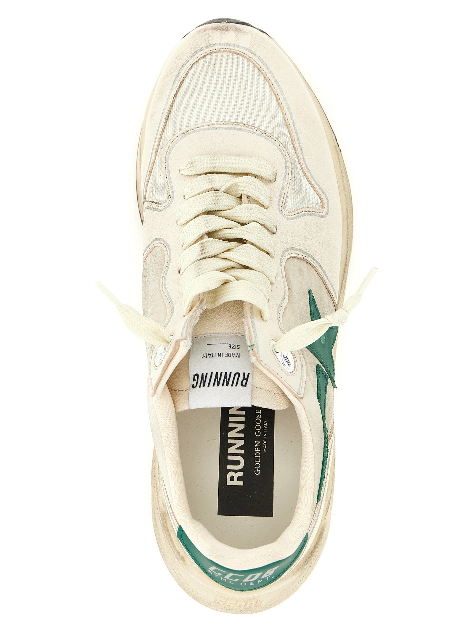 Athletic Sneakers by Golden Goose for men in polyamide polyester leather bicolour, cream, green & signature features an effortless chic silhouette, showcasing the signature athletic style of the Star Men's Athletic Polyamide Polyester Leather Sneakers collection with a truly effortless chic finish.