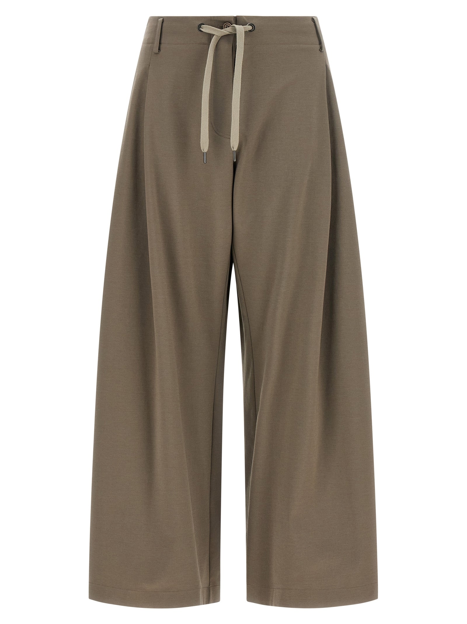 Activewear Pants by Brunello Cucinelli for women in stretch cotton & polyamide gray features an contemporary athletic, flared, wide & cropped with a cropped and , showcasing for a contemporary finish.
