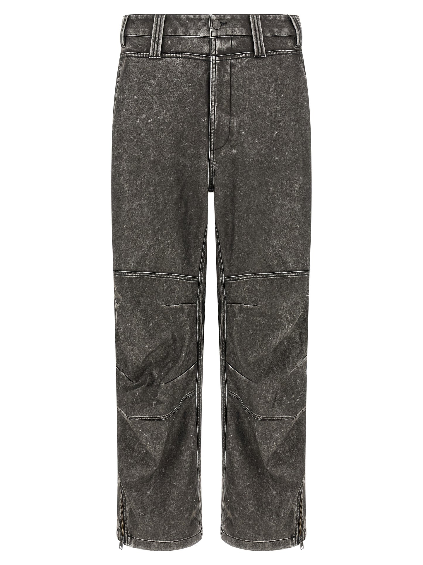 Trousers by Diesel for men in polyethylene polyurethane faux leather dark-gray & gray features a tailored silhouette with a tailored wide, defined by its long and a sophisticated .