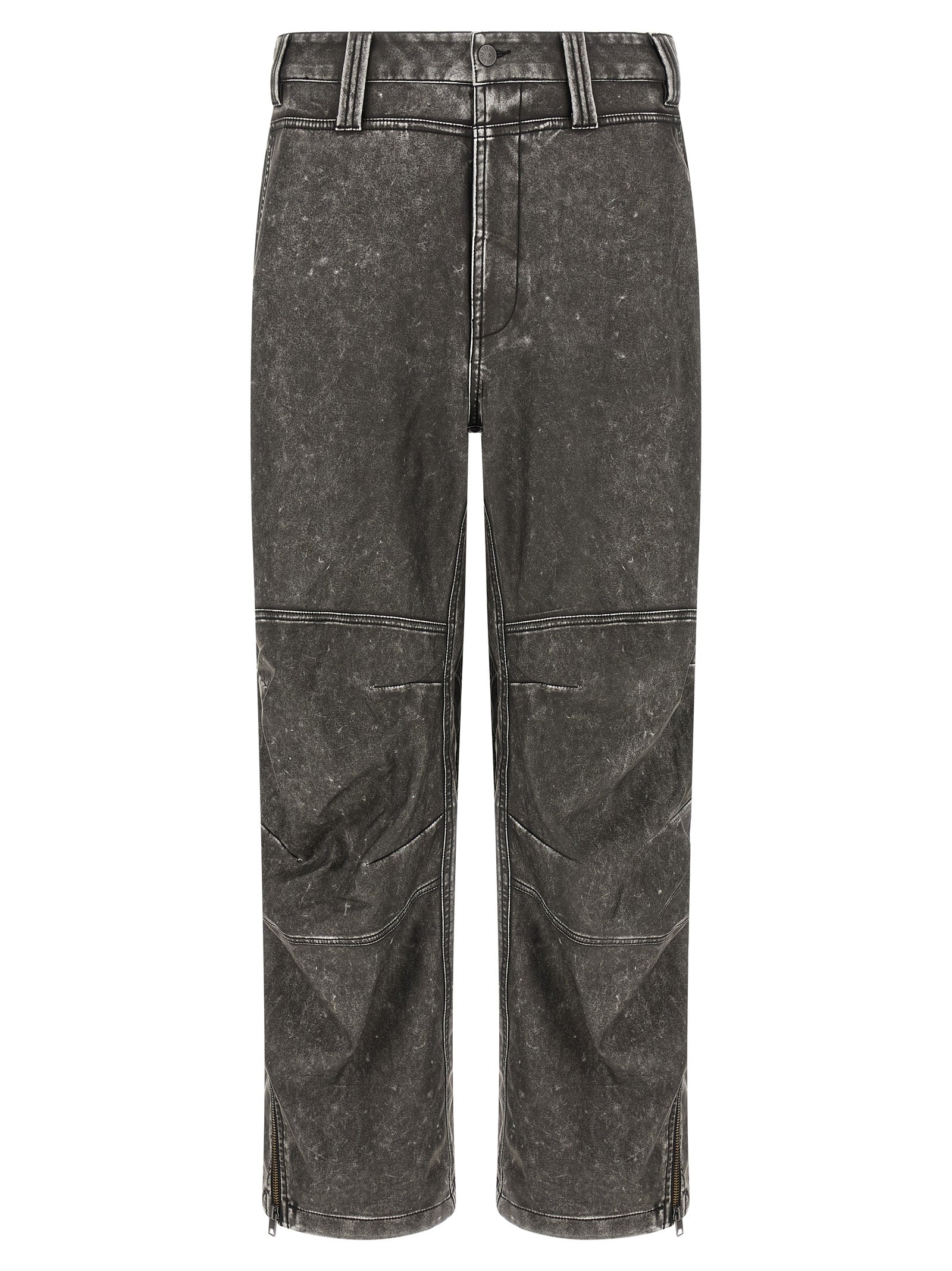 Trousers by Diesel for men in polyethylene polyurethane faux leather dark-gray & gray features a tailored silhouette with a tailored wide, defined by its long and a sophisticated .