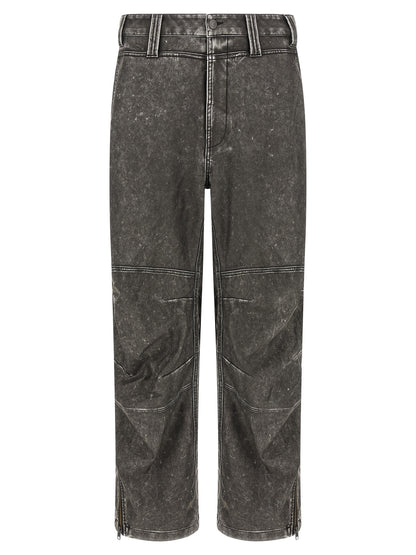 Trousers by Diesel for men in polyethylene polyurethane faux leather dark-gray & gray features a tailored silhouette with a tailored wide, defined by its long and a sophisticated .