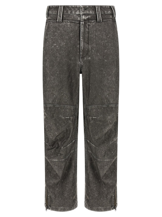 Trousers by Diesel for men in polyethylene polyurethane faux leather dark-gray & gray features a tailored silhouette with a tailored wide, defined by its long and a sophisticated .