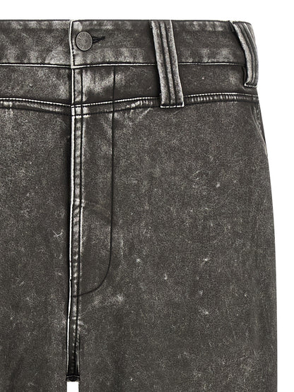 Trousers by Diesel for men in polyethylene polyurethane faux leather dark-gray & gray presents a perennial silhouette, meticulously tailored with a wide cut, long finish, and an elegant .