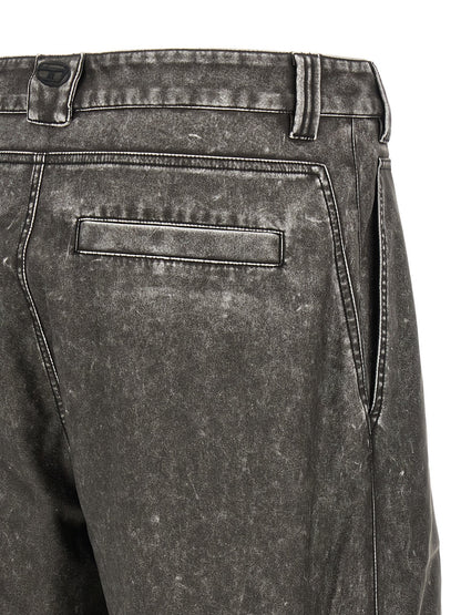 Trousers by Diesel for men in polyethylene polyurethane faux leather dark-gray & gray presents a smart silhouette, meticulously detailed with a smart wide, a smart long, and a smart .