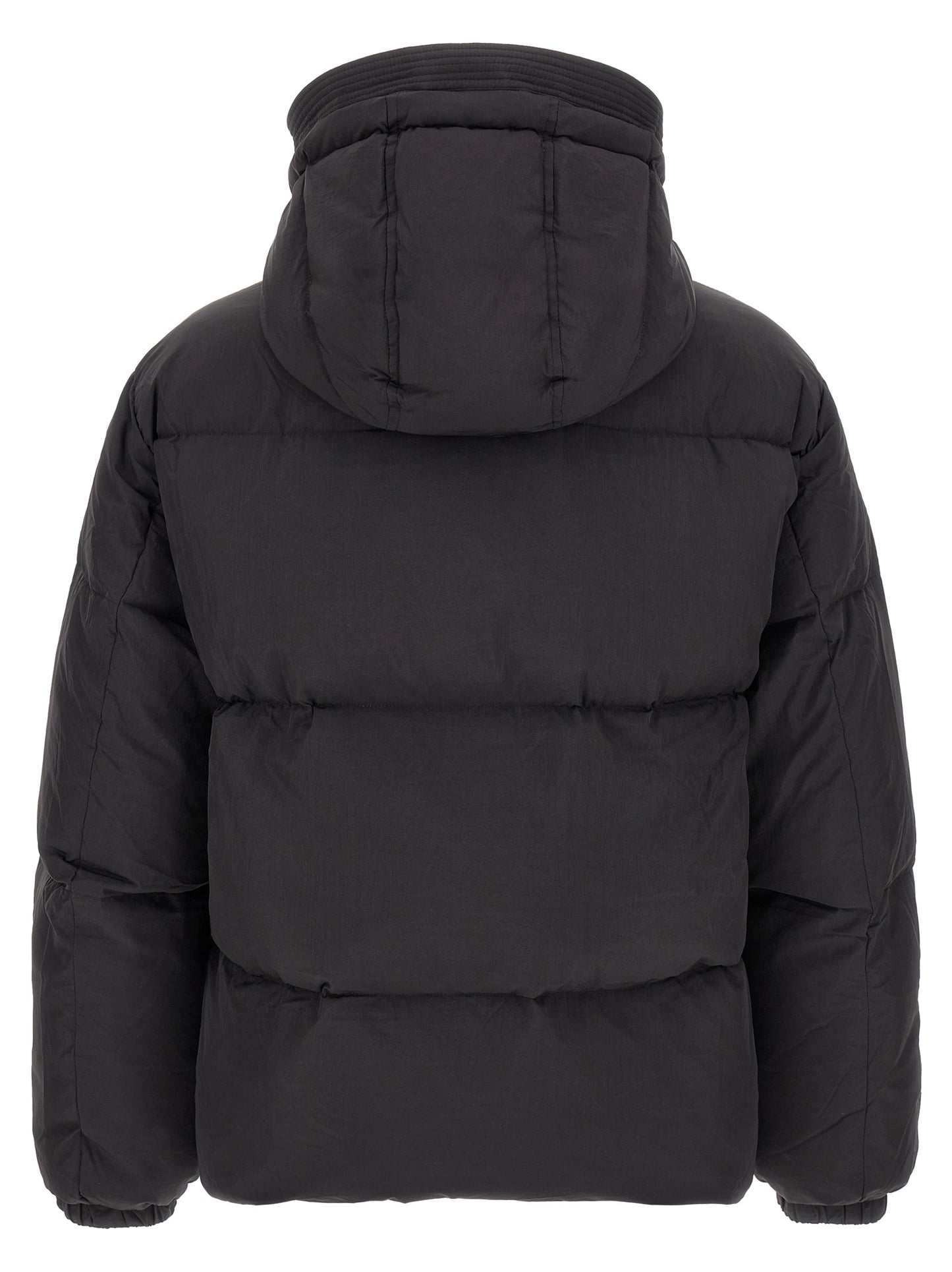 Hooded Puffer Jacket by Diesel for men in polyamide black features an contemporary silhouette, showcasing a sophisticated hooded high-neck neckline and contemporary hooded & insulated for a truly refined look.