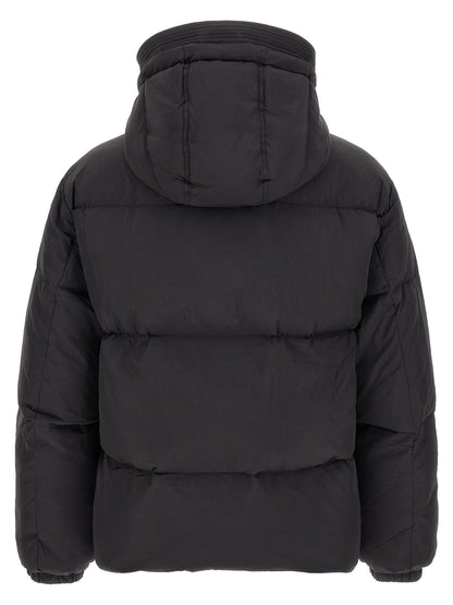 Hooded Puffer Jacket by Diesel for men in polyamide black features an contemporary silhouette, showcasing a sophisticated hooded high-neck neckline and contemporary hooded & insulated for a truly refined look.