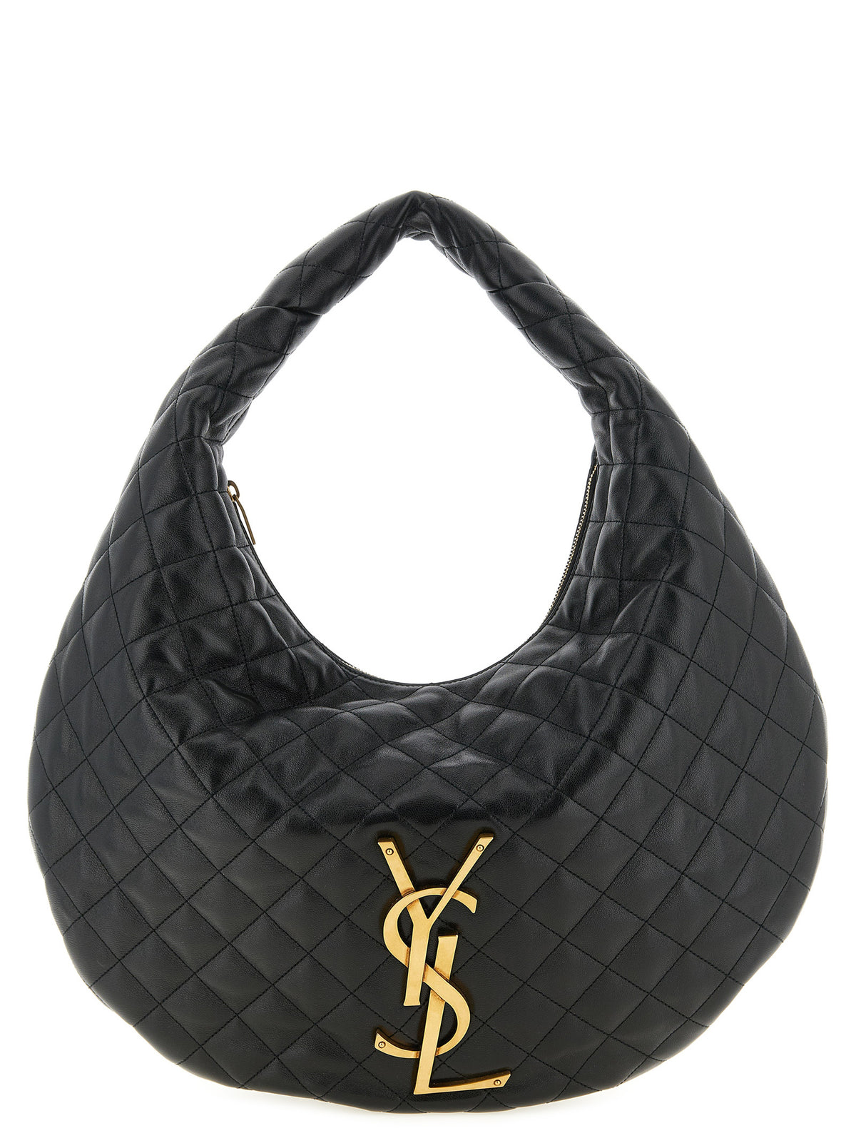 Saint Laurent Cassandre Icare Lamb Leather Large Evening Hobo Shoulder Bag - Black