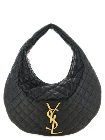 Saint Laurent Cassandre Icare Lamb Leather Large Evening Hobo Shoulder Bag - Black
