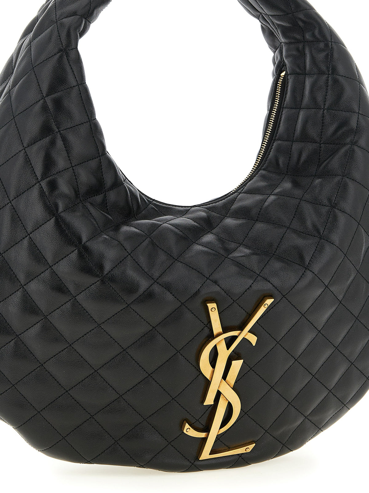 Saint Laurent Cassandre Icare Lamb Leather Large Evening Hobo Shoulder Bag - Black