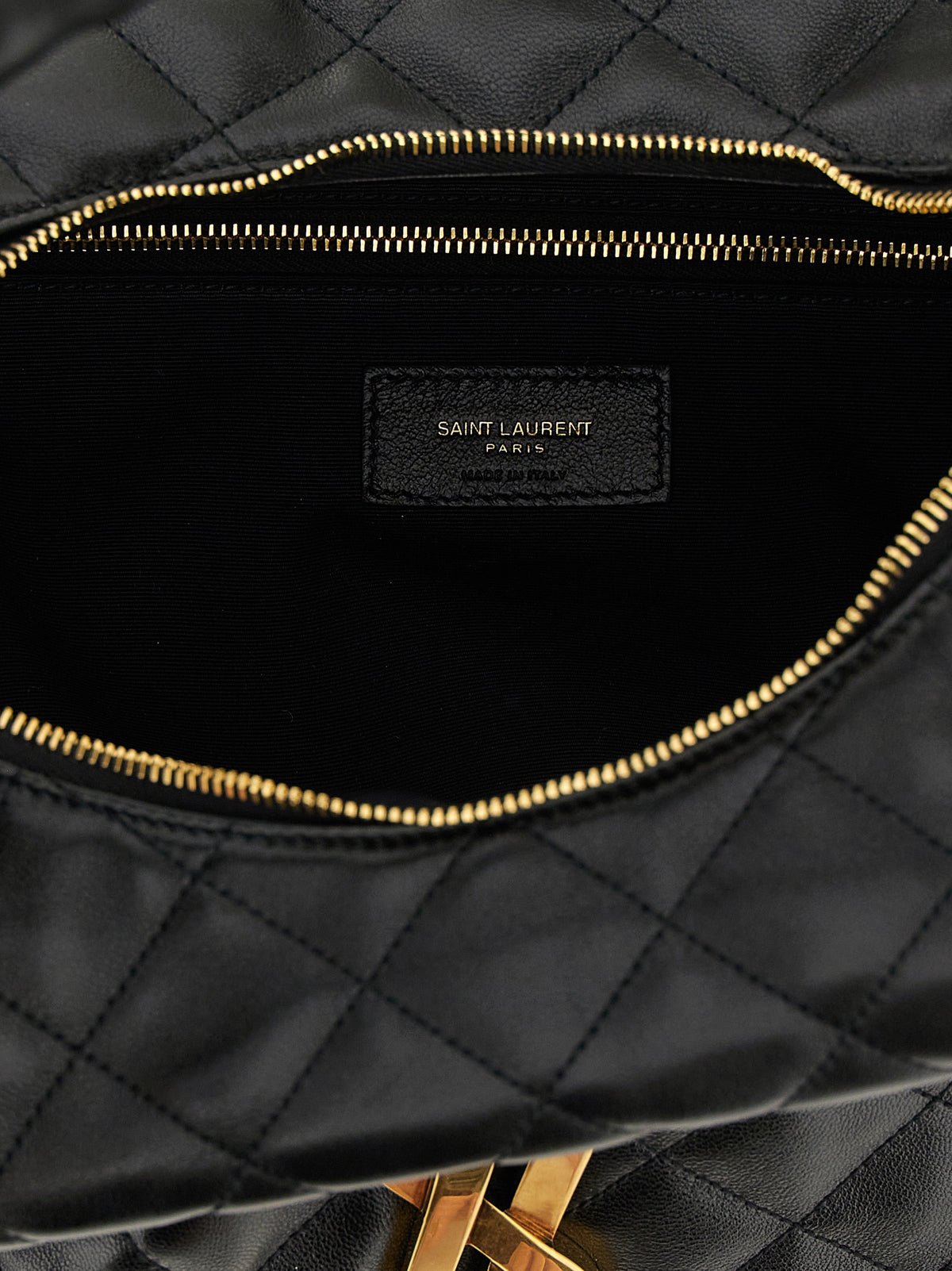 Saint Laurent Cassandre Icare Lamb Leather Large Evening Hobo Shoulder Bag - Black