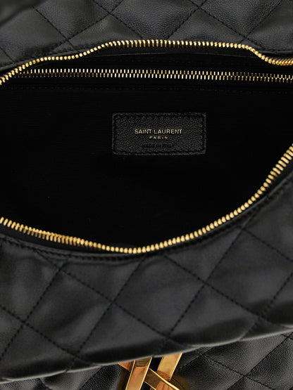 Saint Laurent Cassandre Icare Lamb Leather Large Evening Hobo Shoulder Bag - Black