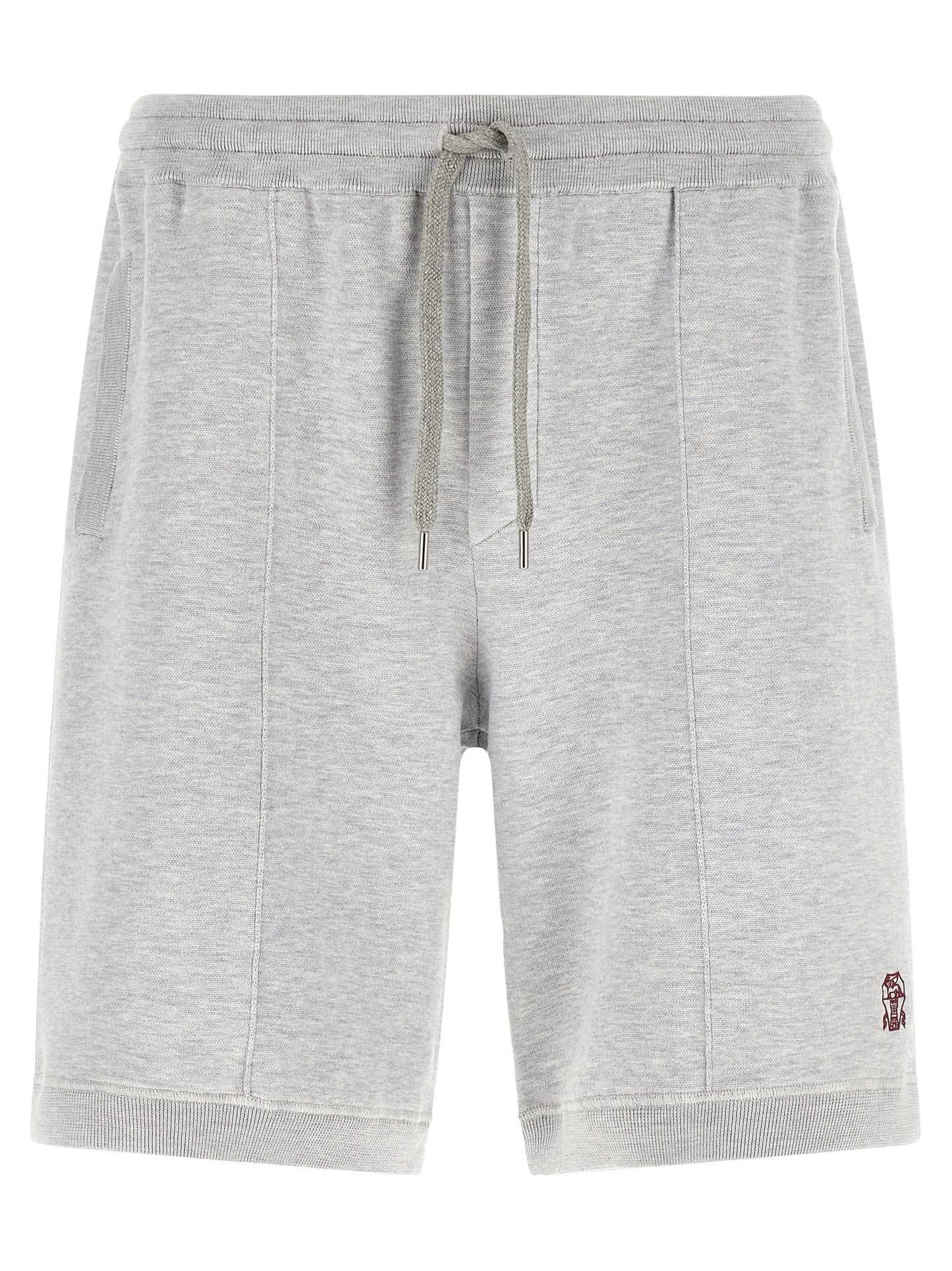 Bermuda Shorts by Brunello Cucinelli for men in cotton & silk gray features an tailored silhouette, showcasing a tailored regular-fit with a short and for a sophisticated look.