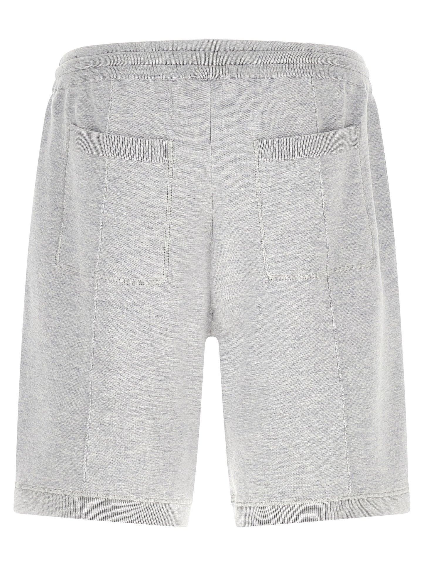 Bermuda Shorts by Brunello Cucinelli for men in cotton & silk gray features a sartorial silhouette, showcasing a sartorial regular-fit and short with a sophisticated for a sartorial look.