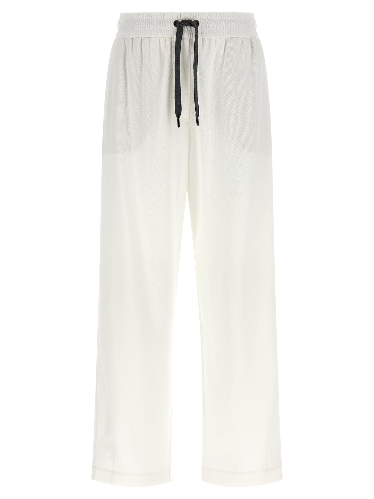 Joggers by Brunello Cucinelli for women in polyamide cotton black & white features a polished silhouette with a polished relaxed-fit & wide, reaching a polished long and finished with a polished .
