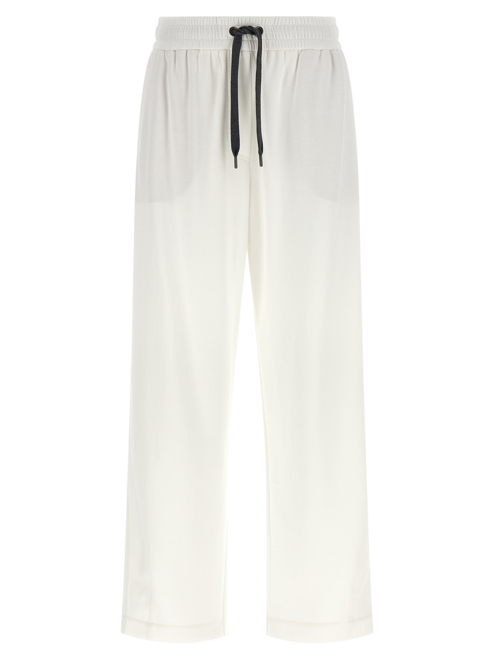 Joggers by Brunello Cucinelli for women in polyamide cotton black & white features a polished silhouette with a polished relaxed-fit & wide, reaching a polished long and finished with a polished .