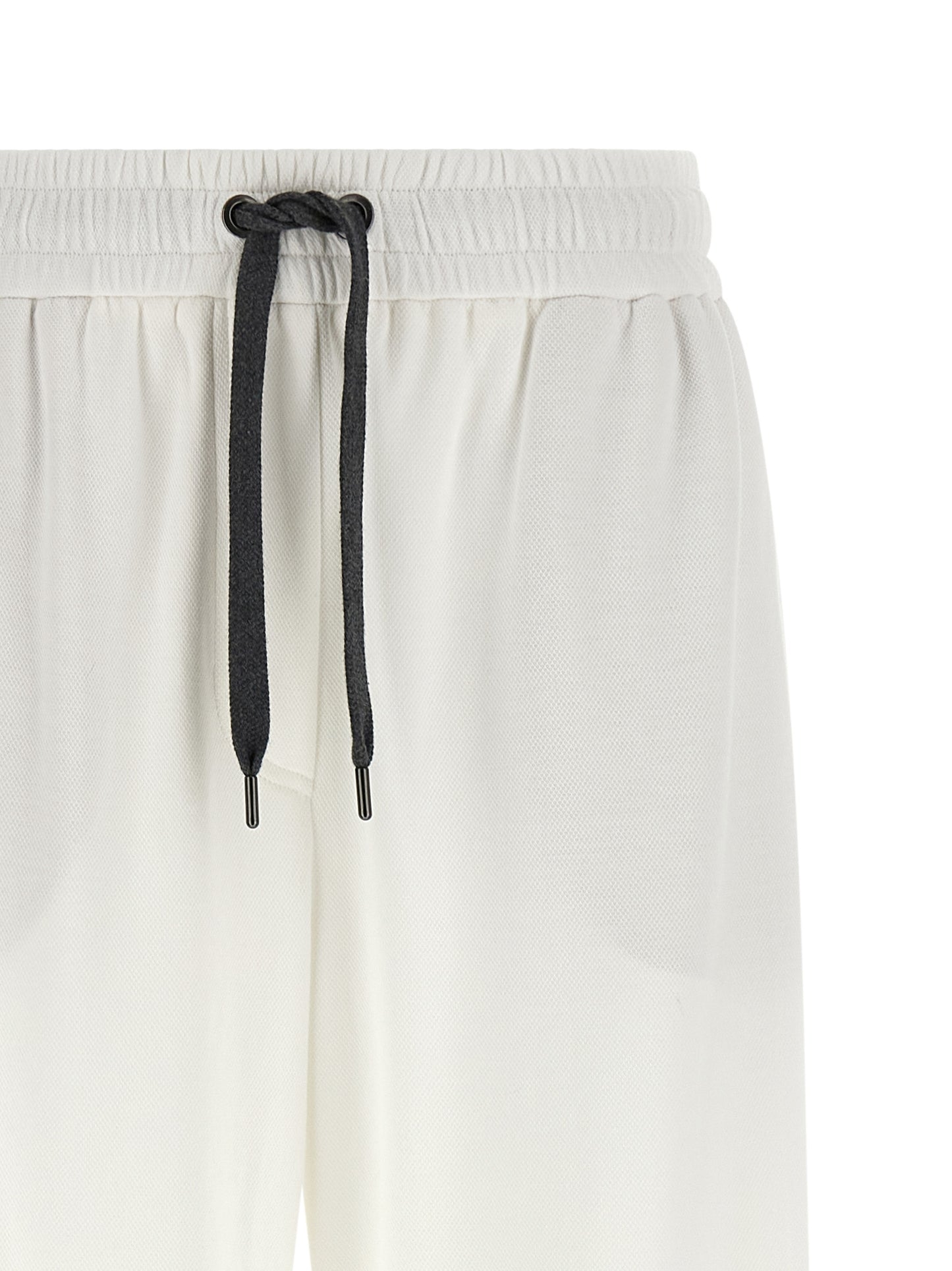 Joggers by Brunello Cucinelli for women in polyamide cotton black & white presents a tailored silhouette, showcasing a tailored relaxed-fit & wide and long cut with a refined for a truly tailored aesthetic.