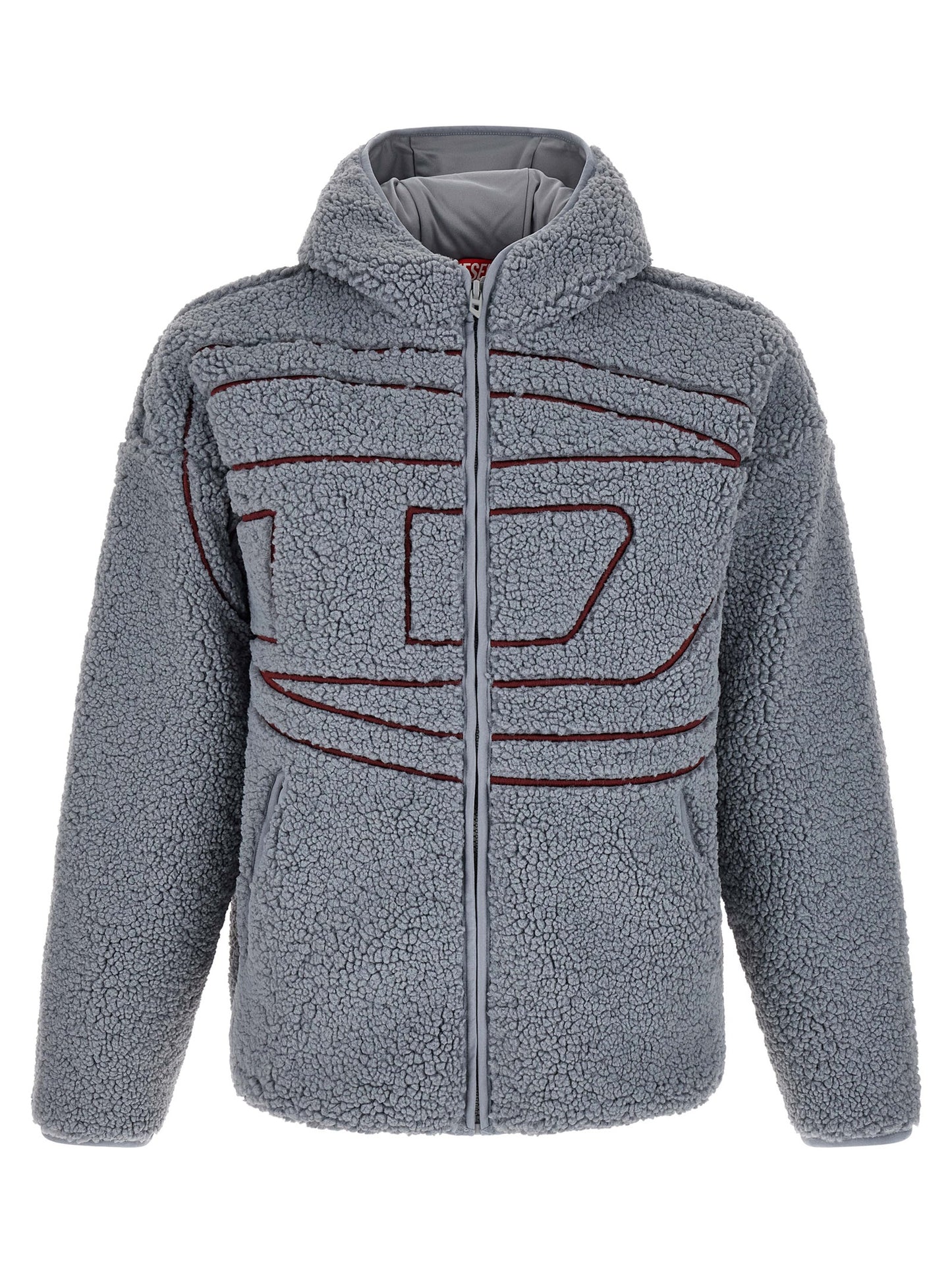 Sweatshirt Hoodie by Diesel for men in polyester burgundy & gray showcases a city-ready silhouette, artfully detailed with a signature hooded neckline and for a city-ready finish.