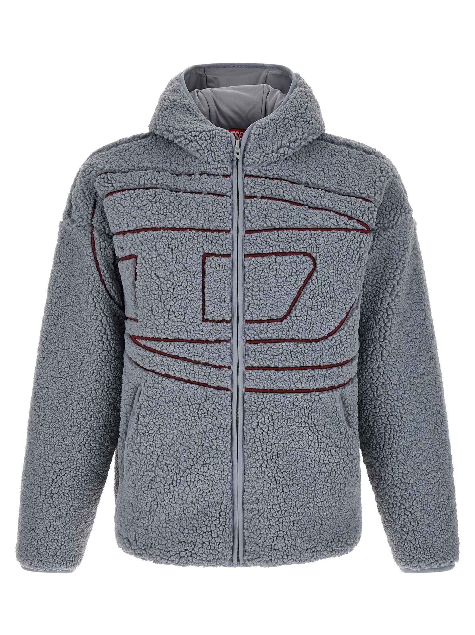 Sweatshirt Hoodie by Diesel for men in polyester burgundy & gray showcases a city-ready silhouette, artfully detailed with a signature hooded neckline and for a city-ready finish.