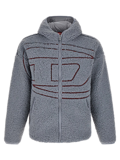 Sweatshirt Hoodie by Diesel for men in polyester burgundy & gray showcases a city-ready silhouette, artfully detailed with a signature hooded neckline and for a city-ready finish.