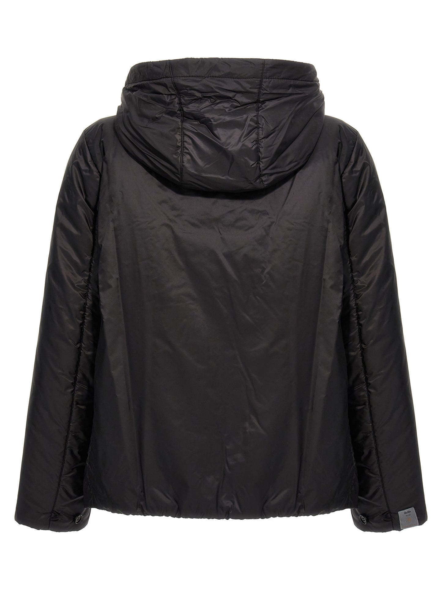 Hooded Windbreaker Jacket by Max Mara for women in polyester black, gold & signature features an perennial silhouette with a refined hooded neckline and perennial water-resistant, hooded & windproof for a sophisticated weather-resistant look.
