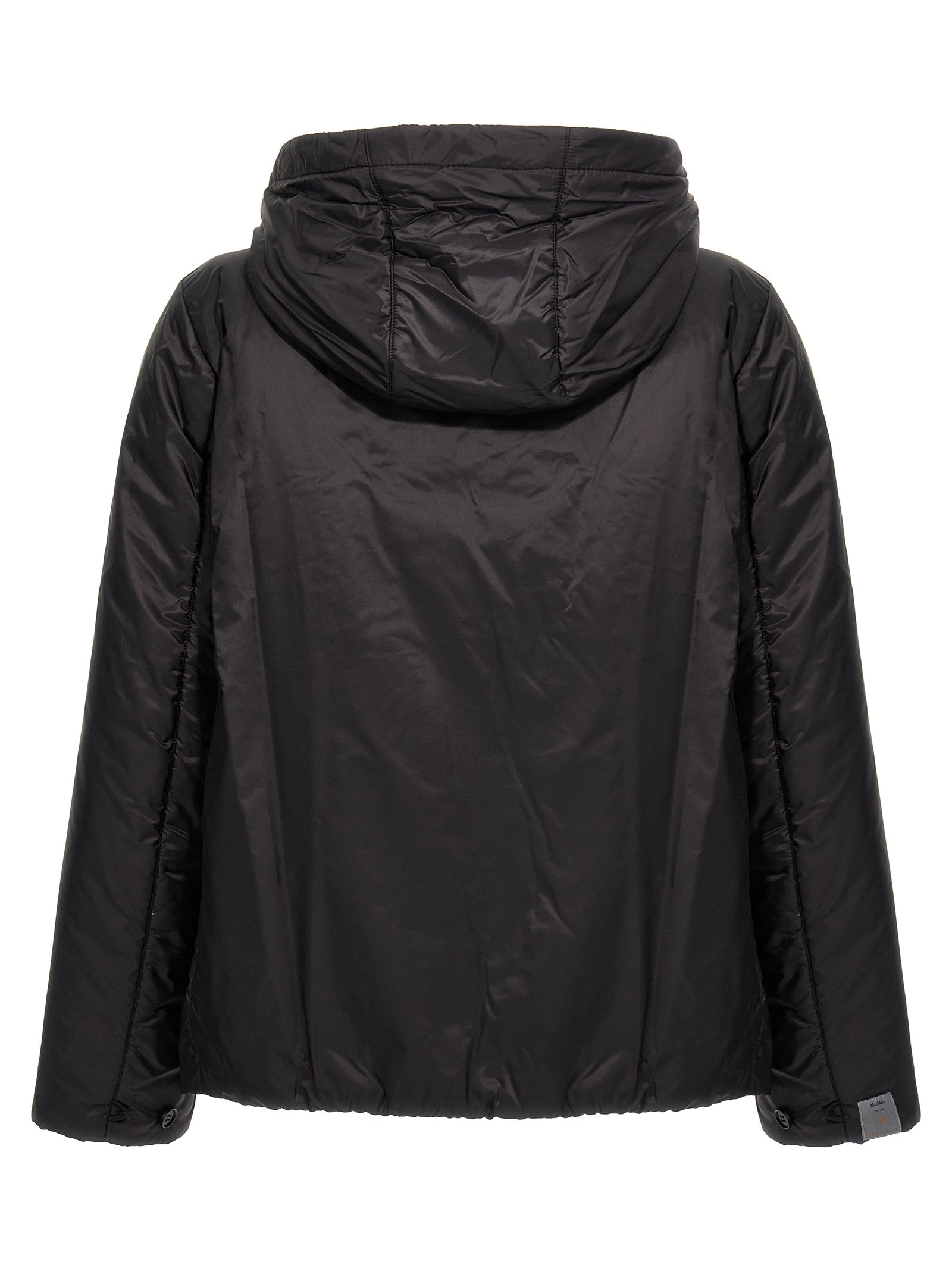 Hooded Windbreaker Jacket by Max Mara for women in polyester black, gold & signature features an perennial silhouette with a refined hooded neckline and perennial water-resistant, hooded & windproof for a sophisticated weather-resistant look.