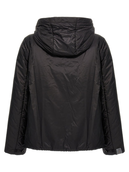 Hooded Windbreaker Jacket by Max Mara for women in polyester black, gold & signature features an perennial silhouette with a refined hooded neckline and perennial water-resistant, hooded & windproof for a sophisticated weather-resistant look.