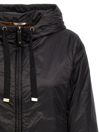Hooded Windbreaker Jacket by Max Mara for women in polyester black, gold & signature showcases a modern silhouette, integrating water-resistant, hooded & windproof and a modern hooded neckline for a sophisticated finish.