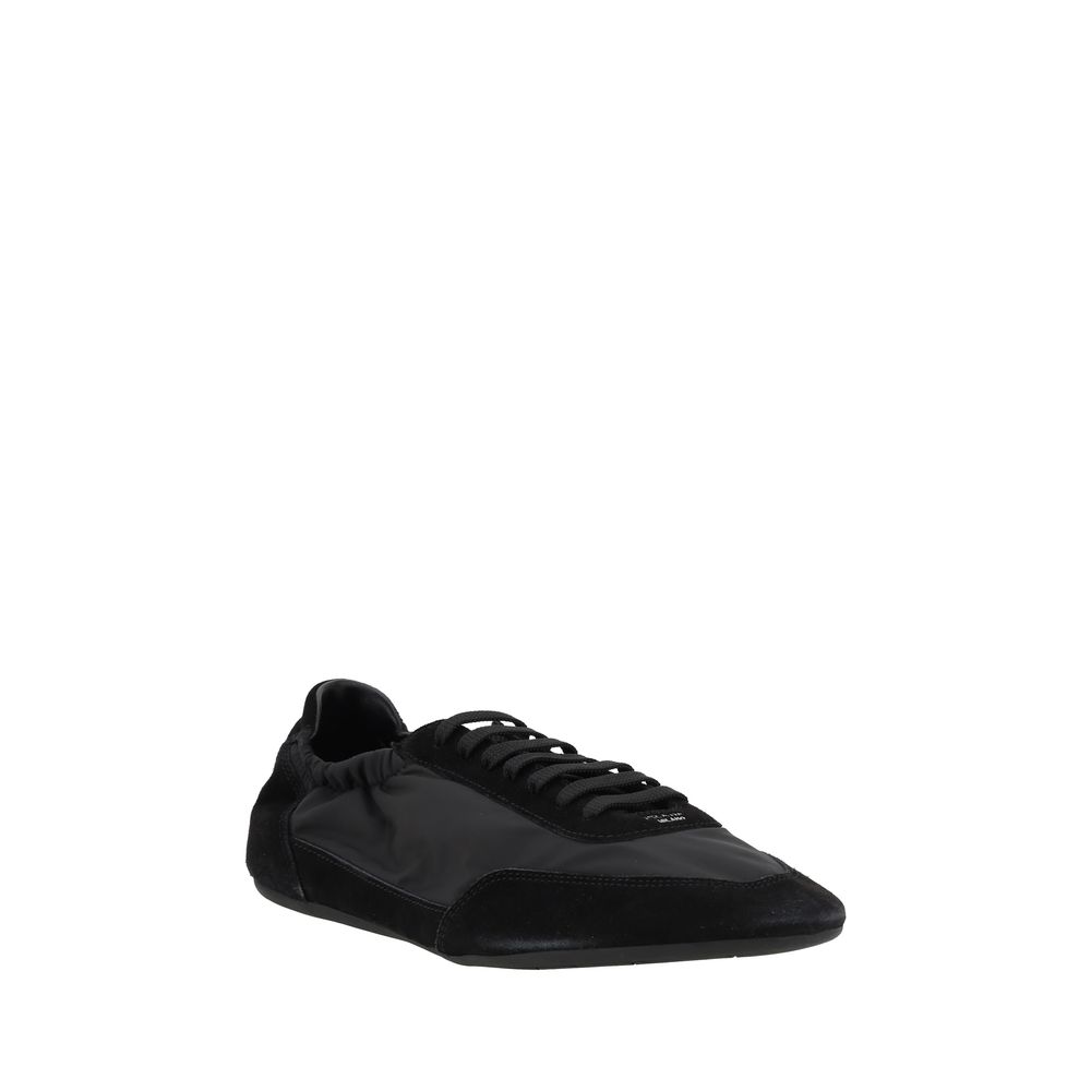Athletic Sneakers by Prada for men in nylon suede leather black & monogram features an timeless silhouette from the Men's Athletic Nylon Suede Leather Sneakers collection, showcasing a timeless athletic style for a timeless look.