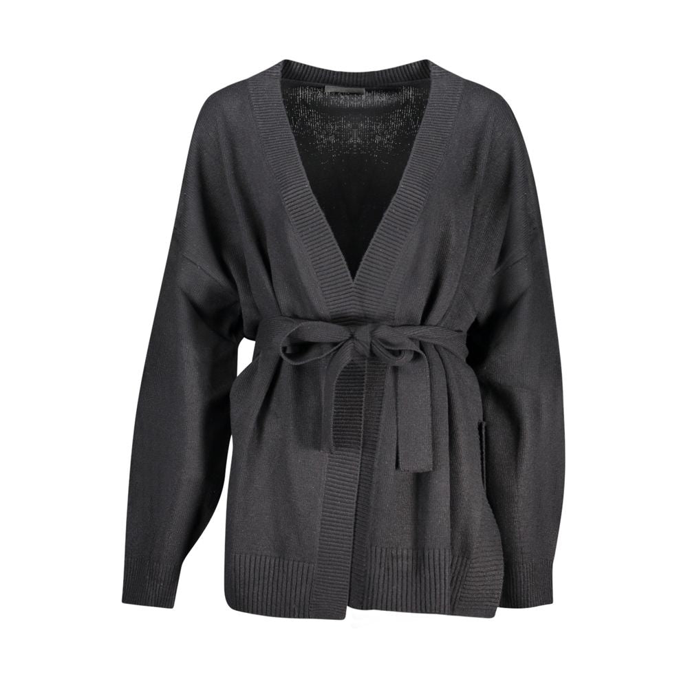Cardigan by Guess Jeans for women in cashmere cotton blend black features an impeccable silhouette, showcasing a sophisticated v-neck neckline and long-sleeve detail for a truly impeccable finish.