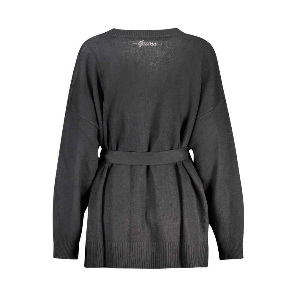 Cardigan by Guess Jeans for women in cashmere cotton blend black features a dramatic silhouette, showcasing a sophisticated and dramatic detail for a timeless, premium look.