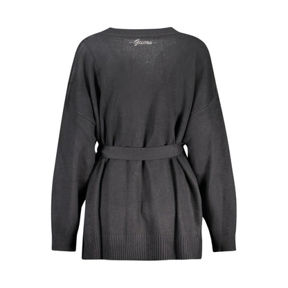 Cardigan by Guess Jeans for women in cashmere cotton blend black features a dramatic silhouette, showcasing a sophisticated and dramatic detail for a timeless, premium look.