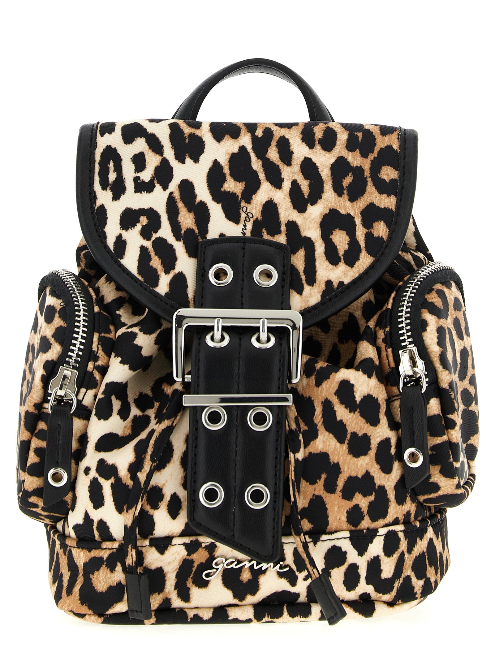 Drawstring Backpack by Ganni for women in polyacrylic polyamide leather animal, brown & print features an ultra-portable silhouette from the Bucky Polyacrylic Polyamide Leather Drawstring Backpack range, with a secure zipper, drawstring & buckle, ample , and versatile backpack-strap & adjustable-strap.