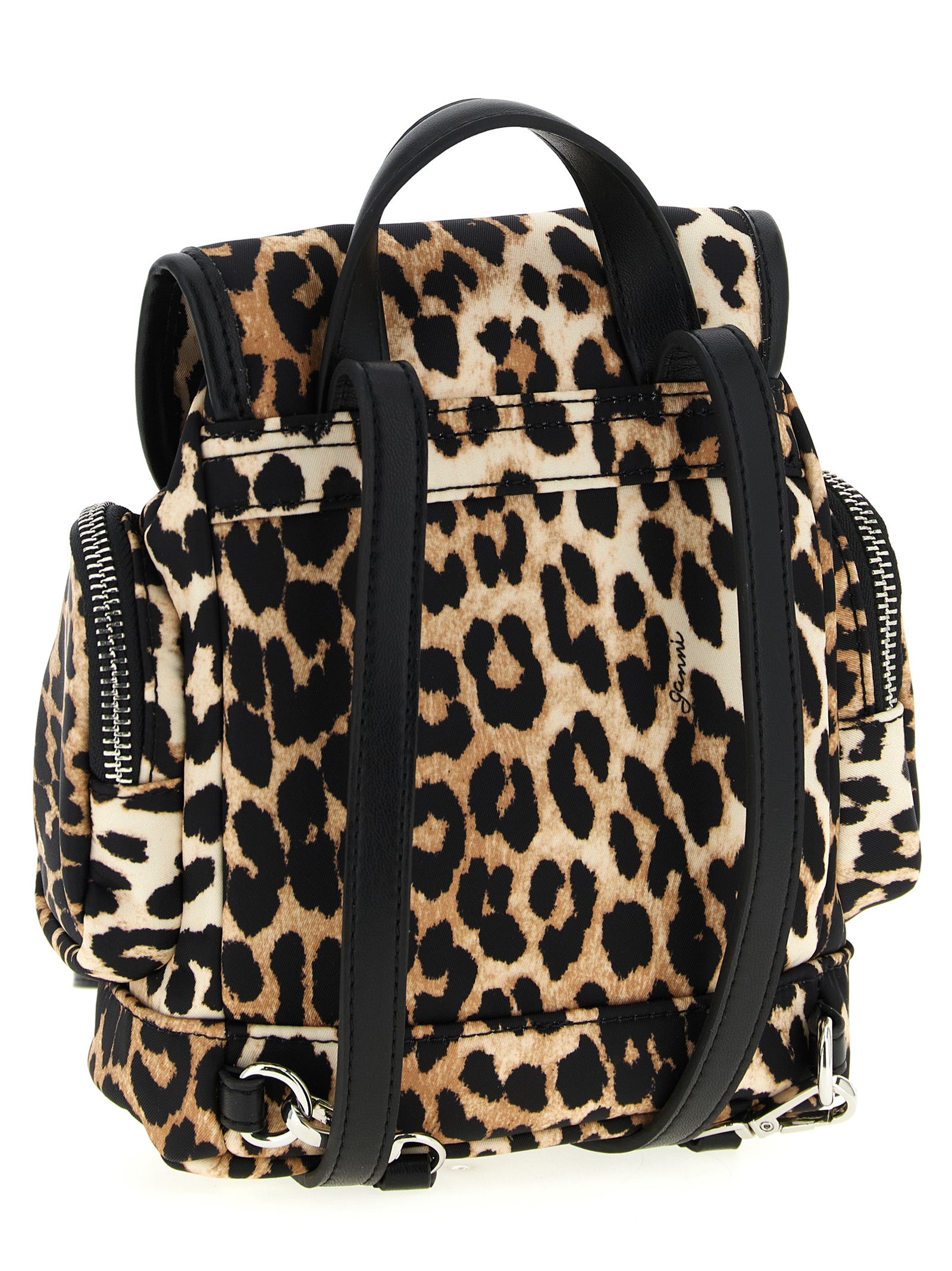 Drawstring Backpack by Ganni for women in polyacrylic polyamide leather animal, brown & print features a utilitarian chic Bucky Polyacrylic Polyamide Leather Drawstring Backpack design with a secure zipper, drawstring & buckle, ample , and versatile backpack-strap & adjustable-strap for a utilitarian chic finish.