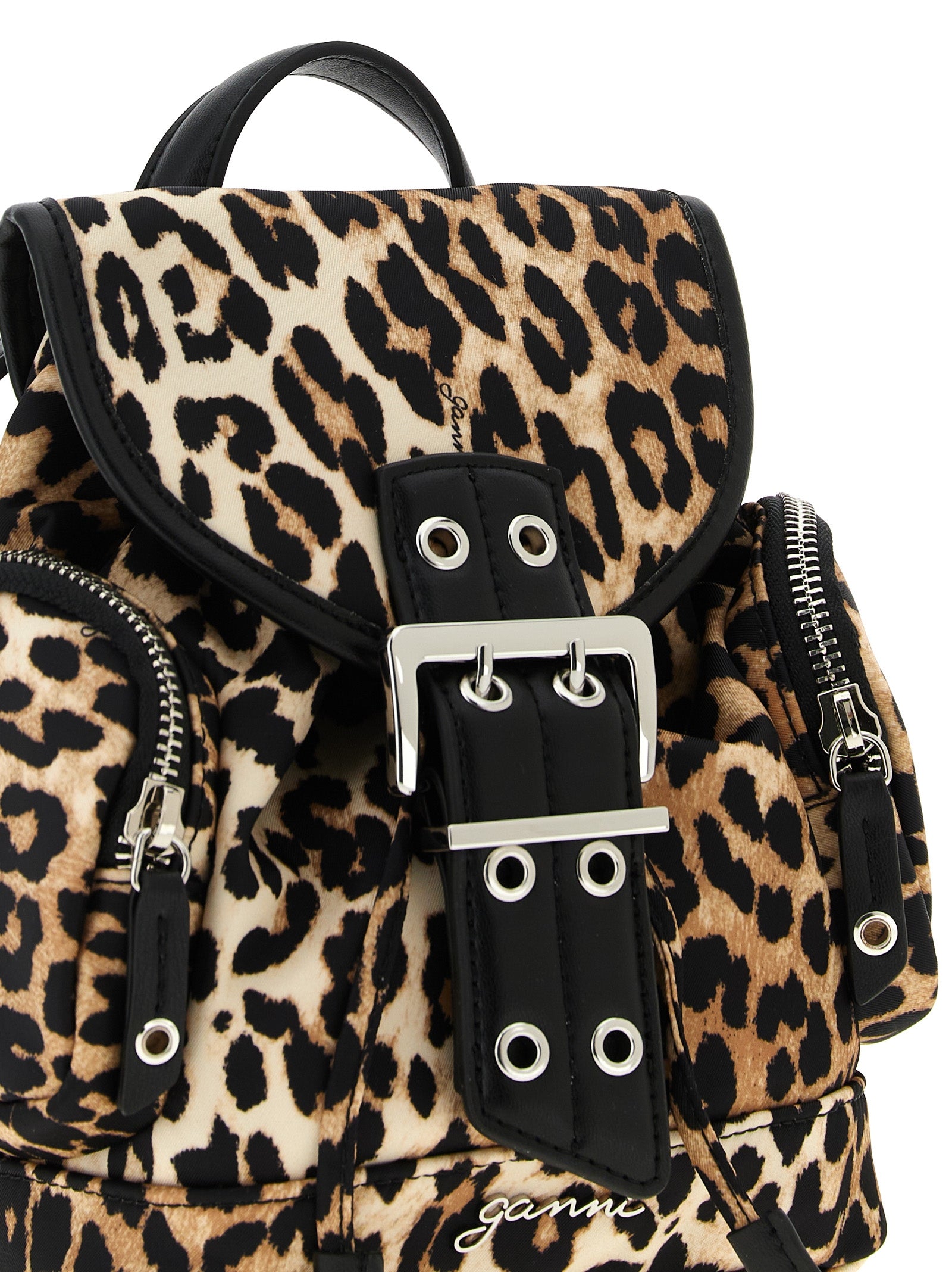 Drawstring Backpack by Ganni for women in polyacrylic polyamide leather animal, brown & print features a effortlessly chic Bucky Polyacrylic Polyamide Leather Drawstring Backpack design, showcasing a secure zipper, drawstring & buckle, ample , and versatile backpack-strap & adjustable-strap for a effortlessly chic finish.