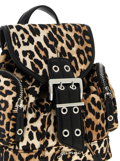 Drawstring Backpack by Ganni for women in polyacrylic polyamide leather animal, brown & print features a effortlessly chic Bucky Polyacrylic Polyamide Leather Drawstring Backpack design, showcasing a secure zipper, drawstring & buckle, ample , and versatile backpack-strap & adjustable-strap for a effortlessly chic finish.