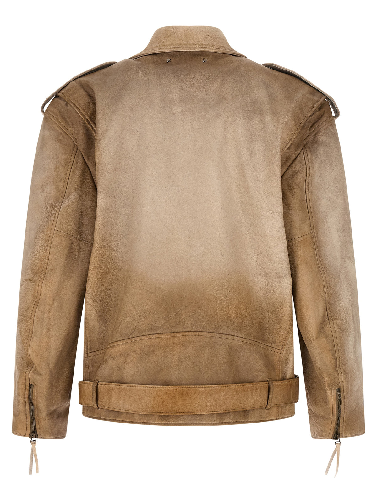Golden Goose Phoebe Men's Biker Buffalo Leather Jacket - Beige