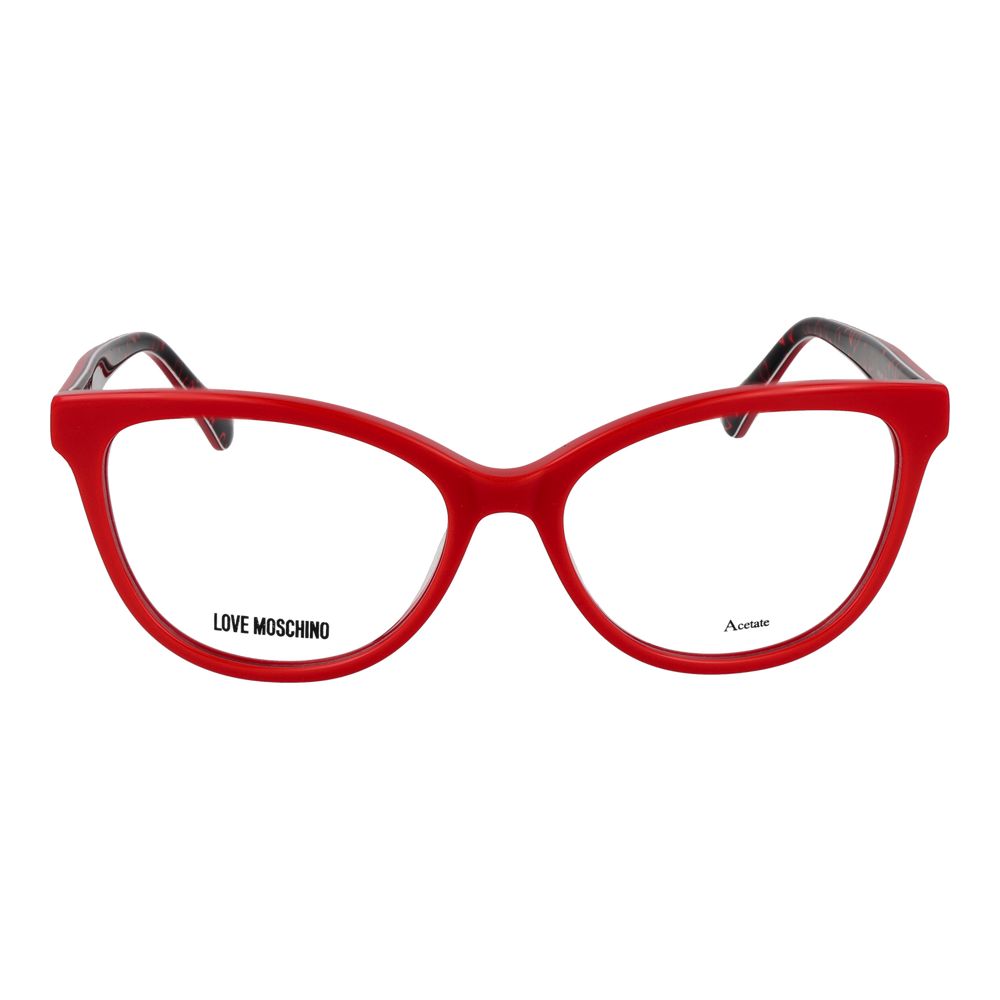 Eyeglasses Frames by Love Moschino for women in acetate multicolor features a refined silhouette, showcasing a refined red coloured frame and full-frame frame design for a sophisticated, premium look.